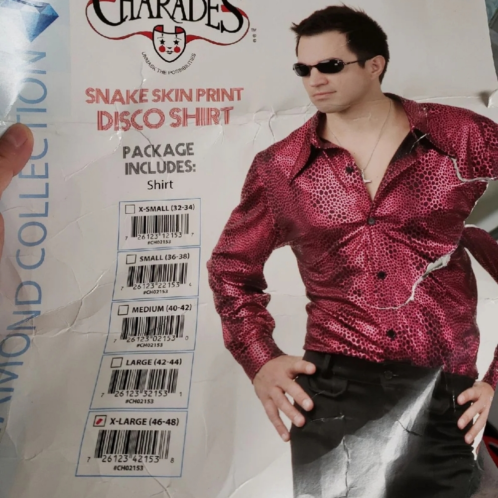 Charades Pink Snake Skin Print Disco Shirt